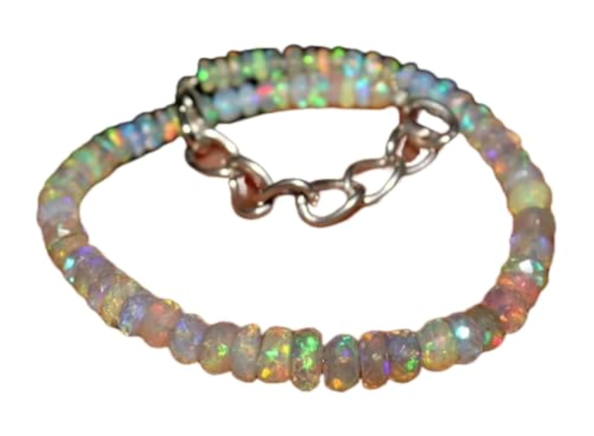 7 Inch Natural Ethiopian Opal Gemstone Beads Bracelet, Adjustable