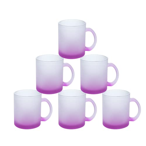 Mr.r 11Oz Set Of 6 Sublimation Blanks Frosted Purple Glass Mug,Coffee Mugs With Handle For Heat Thermal Coating Transfer #TOP1