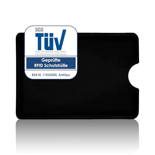 AntiSpyShop RFID Schutzhülle, TÜV geprüft, NFC Blocker - Kreditkarte, Bank EC Karte (Schwarz)