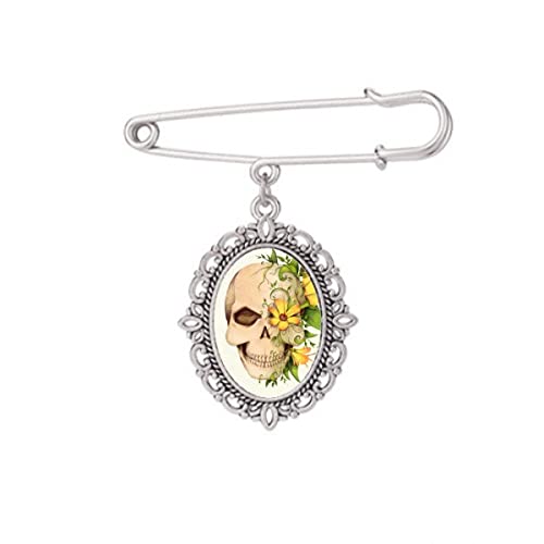 Broche fleur illustration squelette M pour robe