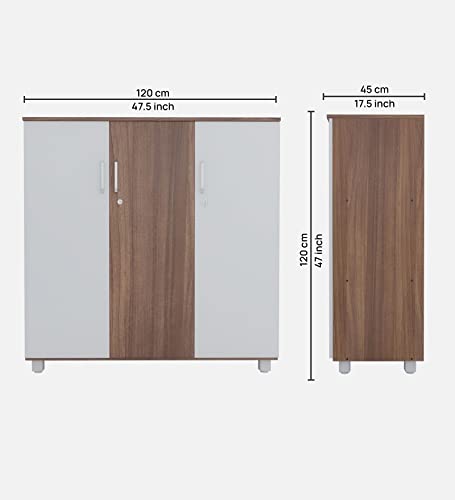 Image of NEUDOT Ronald Caddy 3 Door Multipurpose Cabinet | Engineered Wood | Bookshelf | Organiser | Cupboard | Almari | Wardrobe for Home | Kitchen | Office | Living Room | 12 Month Warranty | Leon Teak