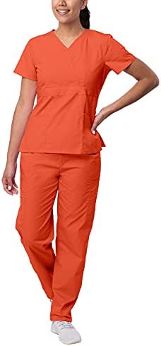 SIVVAN Scrubs for Women - Mock Wrap & Cargo Pants Scrub Set - S8401 - Black - XXS