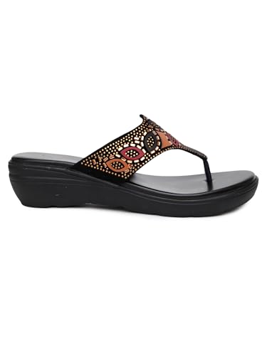 Image of Women's Elevate Comfort Flat Sandals Cushioned Adjustable & Stylish Slip-Resistant Design For Girls /Ladies Black