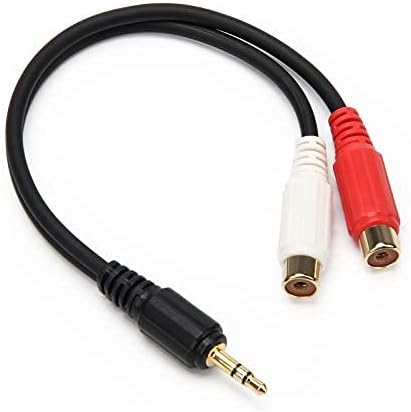 Adecco LLC 3.5mm Gold 1 8 Stereo Mini Jack Male to 2 Female RCA Adapter Audio