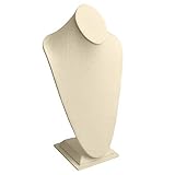 Gems on Display Tall Cream Linen Jewelry Necklace Tower Bust ~ 14.5' Tall