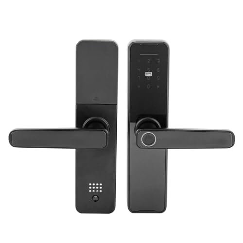 Cerradura de puerta inteligente, cerradura de teclado con mango, huella digital, cerradura electrónica de cerrojo inteligente, cerradura de puerta con huella digital, contraseña, tarjeta magnética,