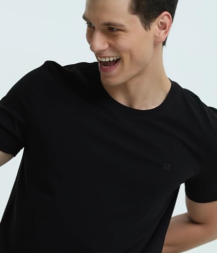 Image of TURMS Men's Casual Solid Round Neck T-Shirt, Odor Control, Stretchable & Breathable, Cotton Rich Fabric, Half Sleeve