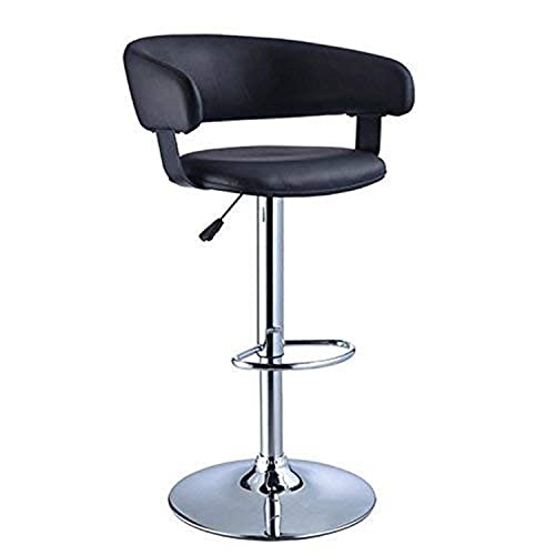 Powell Furniture Black Faux Leather Barrel And Chrome Adjustable Height Bar Stool #TOP9