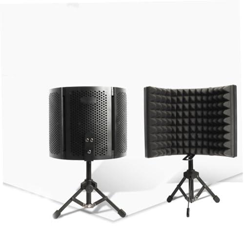 Pare-vent microphone 3 panneaux absorbant le bruit avec filtre acoustique et support de bureau