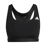 adidas Donna Optime Essentials Workout 3-Stripes Medium Support Bra, Black/White, L