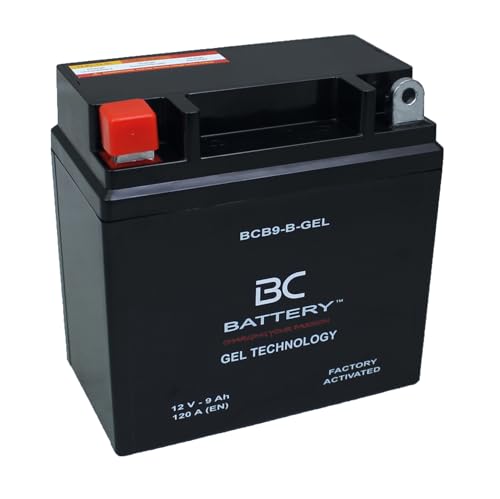 BC BATTERY Batteria Avviamento Moto al GEL 12V 9Ah BCB9-B-GEL Moto&Scooter, esente da manutenzione sigillata precaricata simile a YB9-B