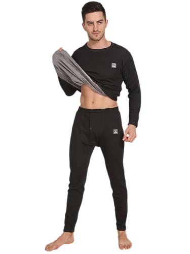 Image of Mens Thermal Basic Set for Winter wear (Upper+Lower)| Round Nack | Long Sleeve | Fit to Comfort | Extra Warm in Side Layer | Authentic Product | for Chilled Weather Thermal |