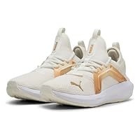 PUMA Women's Softride Enzo 5 Metallic Sneaker, Warm White/Gold/Black, 8 US