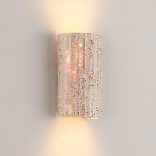 DOCJX Lámpara De Pared Interior Travertino Amarillo Natural Aplique Pared Interior Luz Pared Modernos LED Aplique De Cabecera Lámpara De Piedra Para Interiores Sala De Estar, Pasillo, Escaleras(2)