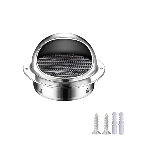 Rejilla de ventilación redonda con mosquitera integrada, ventilación de pared de acero inoxidable y tapa de escape, 19,5 cm
