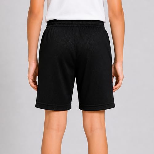 Image of RISH Kids Dri-Fit Sports Shorts for Boys & Girls | Breathable Polyester Activewear Shorts with Elasticated Waist, Drawstring & 2 Side Pockets | Solid Colours | Single and Multi Packs