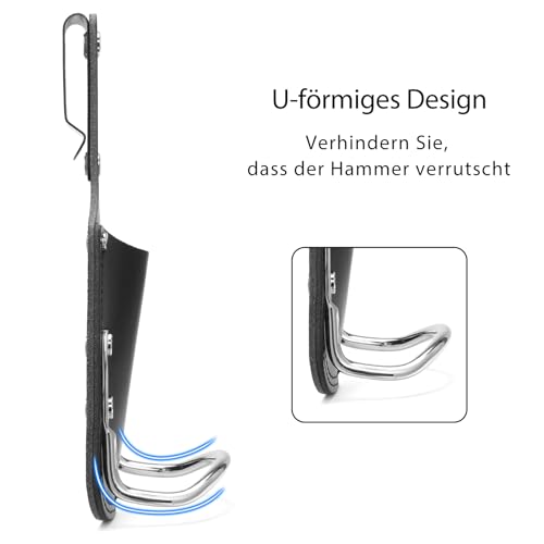 quipuda Hammerhalter für gürtel, Hammerschlaufe, Messertasche für Gürtel Cuttermesser Tasche Echtleder,Praktischer Werkzeuggürtel für Hammer, Axthalter Hammerholster (Schwarz)
