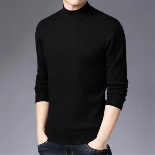 Men's Solid Half High Neck Warm Sweater Classic Long-Sleeved Slim Fit Business Casual Pullover Sweater3
