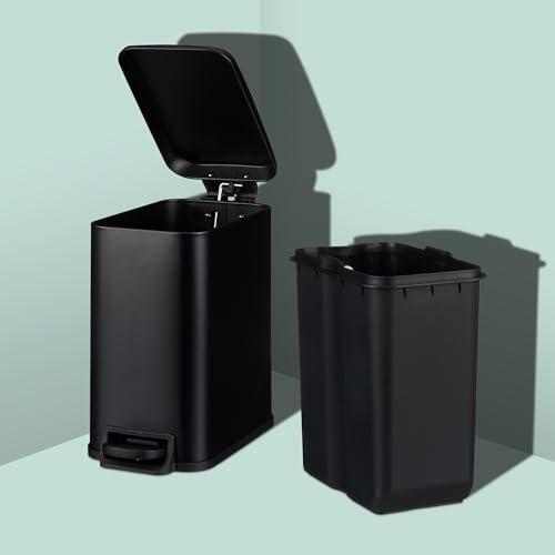 Cubo de basura bano pedal 5 litros negro de hierro rectangular 5