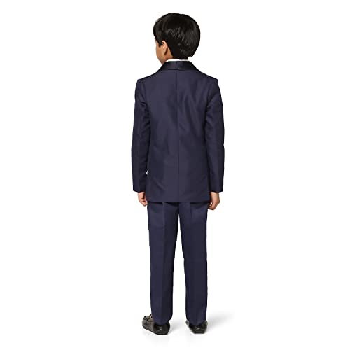 Image of TAHVO Boys Cotton Blend Solid Bandhgala Regular Fit Blazer