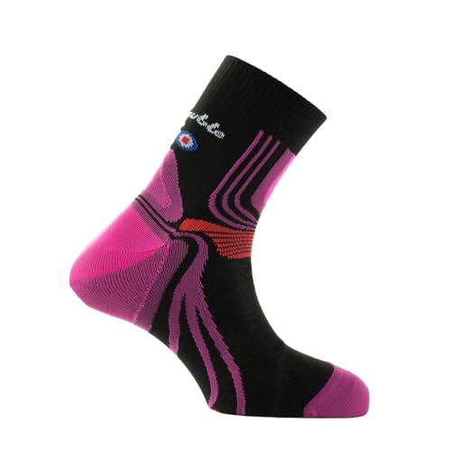 Thyo - Chaussettes tiges courtes La Double® Trek en fils recyclés - couleur - Noir rose - Pointure - 37-38