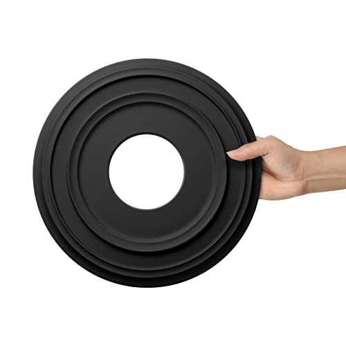Eifhyt Matte Black Pu Ceiling Medallions For Light Fixtures And Ceiling Fans, 12-1/4"Od X 4"Id X 1"P (Fits Canopies Up To 7") #TOP5