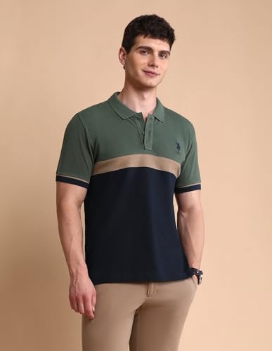 Image of U.S. Polo ASSN. Slim Fit Polo T Shirts for Men - 100% Cotton, Half Sleeves Mens Tshirt