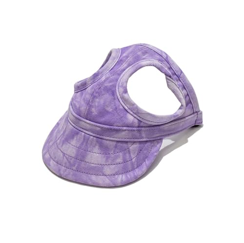 Leconpet Dog Baseball Cap Pet Hats with Big Ear Holes, Adjustable Baseball Caps for Small Medium and Large Dogs, Comfortable Pet Sun Hat with Adjustable Strap for Dogs and Cats (Cloud Purple, Small)