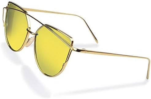 MAOVI Women Sunglasses Cat Eye Mirrored Polarized Glasses Lenses Fashion Metal Frame Goggles UV400