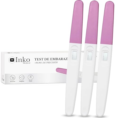 Inko Medical Test de Embarazo Alta Sensibilidad, Resultado Rápido, Máxima Precisión 99.96%, Prueba Embarazo para Detección Temprana, Predictor, Pregnancy Test, 1 Sólo Uso (3 unidades)