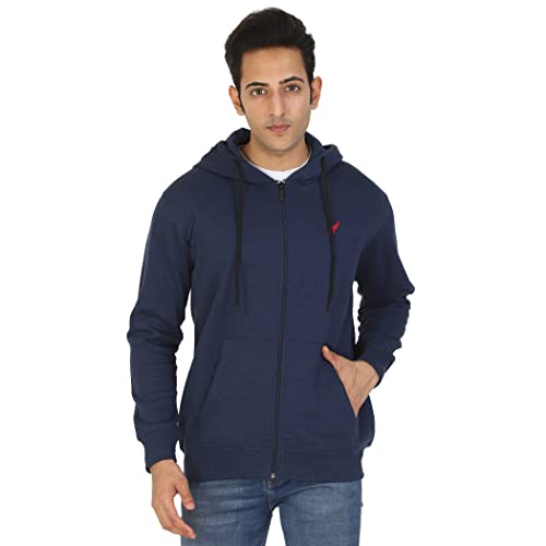 Image of D-GREEN Sweatshirt for Men Stylish Hoodie with Zipper and Full Sleeves Winter Wear