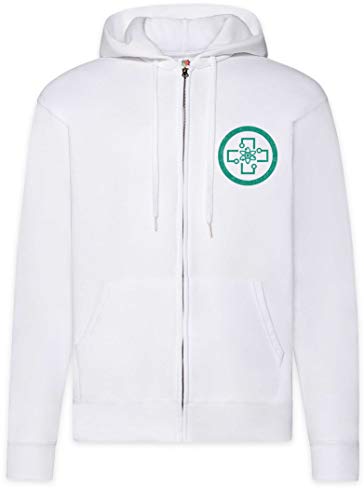 Urban Backwoods O Medical Badge Sudadera con Capucha Y Cremallera para Hombre Zipper Hoodie Blanco Talla L