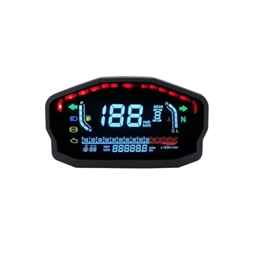Compteur de vitesse de moto universel rétroéclairé et odomètre numérique 1-6 vitesses pour 4 cylindres
