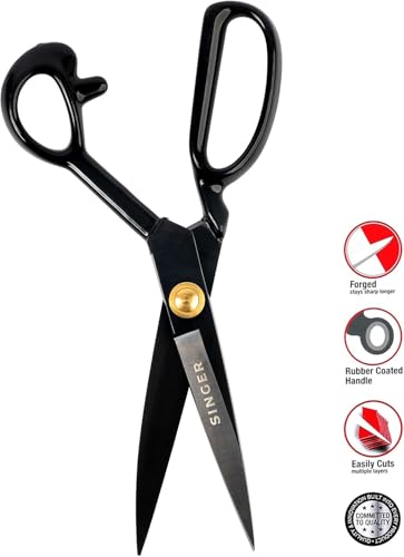 Image of SINGER 11-Inch Professional Tailor Scissors - Heavy-Duty Stainless Steel Blades | Ideal for Fabric, Leather, Denim & Upholstery (Scissor 11 Inch)