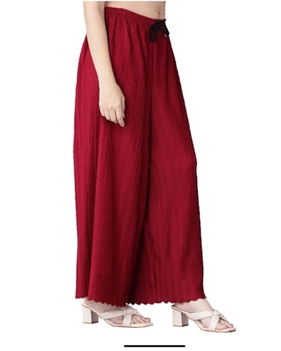 Image of Pack of 2 Women Palazzo Pants | Wide Leg Loose Fit | Combo Pack | Free Size | Stretchable Waist | Casual Wear, Office Wear, Home Wear Palazzo