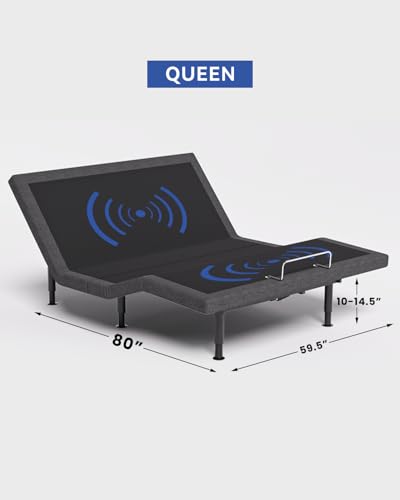 Image of Queen Size Adjustable Bed Frame with Massage & Zero Gravity - Electric Bed Frame with Remote, USB Charging, LED Night Light, 7.5-12.5 inch Adjustable Height, 900LBS Capacity, Quiet Motor