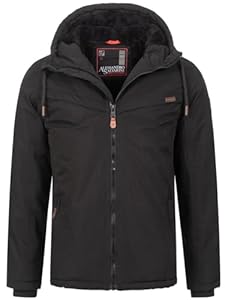 ALESSANDRO SALVARINI Herren Winter Jacke warm mit Kapuze AS-331 [AS-331-Schwarz-Gr.L]