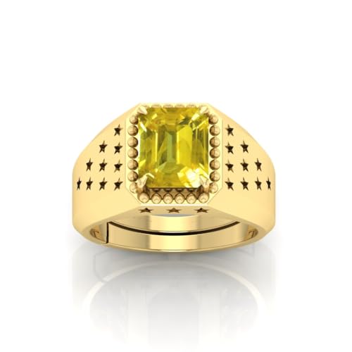 Bague en plaqué or 12 carats Pukhraj et saphir jaune de prestige