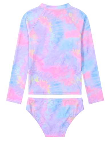 Image of Girls Rash Guard Swimsuit Two Pieces Adorable Swimswear Quick Dry Bathing Suit Long Sleeve