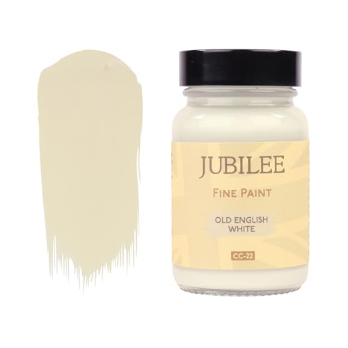Guild Lane Jubilee Furniture Paint - Old English White 60ml - Chalk Paint Alternative for Wood, Metal, Glass & More - Durable, Water-Based, Soft Sheen Finish - No Primer or Wax Needed
