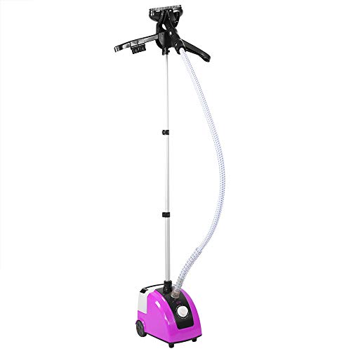 Garment Steamer with Stand, 1700W Heavy Duty Clothes Standing Fabric Steamer with 11 Steam Level, Fabric Brush, Garment Hanger, 1.7 Liters Water Tank and Adjustable Pole for Home Use - Purple