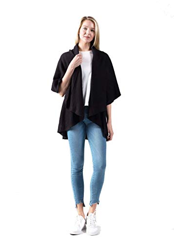 ePretty Look By M Women Basic Shawl Vest Draped Wrap 4 in 1 Multi Style (Black)