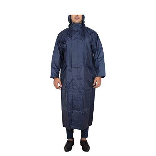 Image of Rain Coat Men's Women's Black Colour Long Rain Coat with Cap and Cover