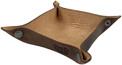 Hide & Drink, Leather Catchall Change Key Wallet Coin Box Tray Storage Valet, Handmade Includes 101 Year Warranty (Bourbon Brown)