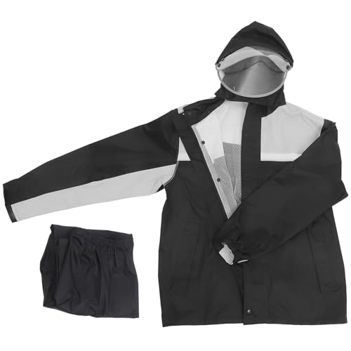 UPKOCH Traje de Lluvia para Hombre y Cortavientos Chaqueta y Pantalones Resistentes para Moto Conjunto Protector para Exteriores y Motociclistas Talla Negro y Gris