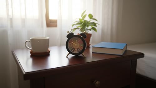 Image of BUQARO Dreamy Retro Metal Body Cute Small Mini Twin Bell Shaped Alarm Clock with Soft Raibo