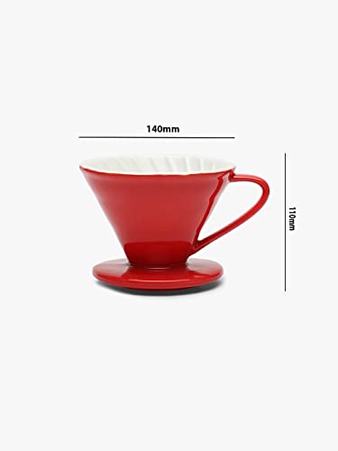 Image of THE BARISTA CUP Ceramic V60 Coffee Dripper Cup /Funnel | Size 02 (3-4 Cups) | Pourover Coffee | Use With Conical Filter Papers | Slow Manual Brew | Strong Smooth Flavour (Yellow)