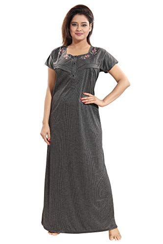 Image of Fabme Women's Cotton, Nursing, Feeding, Maternity Nighty - Grey - Pack of 1