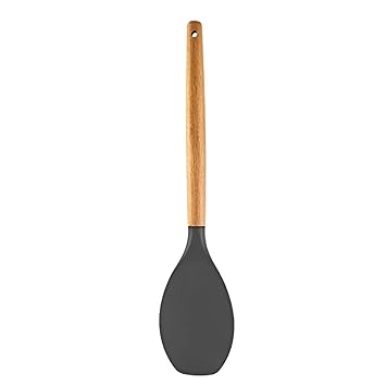 Silicone Kitchen Utensils Set, Non-Stick Silicone Cooking Utensils Set with Spatula, Wooden Handle Spatula, Kitchen Gadgets Utensil Set (Pack of 1, Grey)