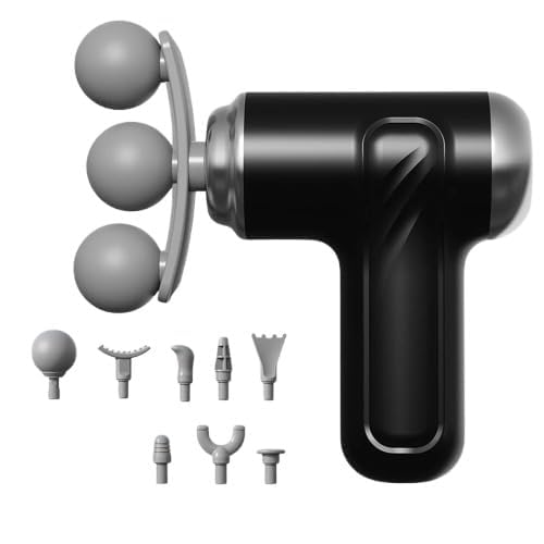 Image of Massage Gun | Massage Machine for Body Pain | 9 Adjustable Heads for Deep Tissue, Muscle Relief for Back, Shoulder & Foot (Black)